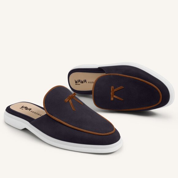 M.A.M.A. Bow Collection - Women's Mules Shoes | Navy Blue - Picture 1 of 1